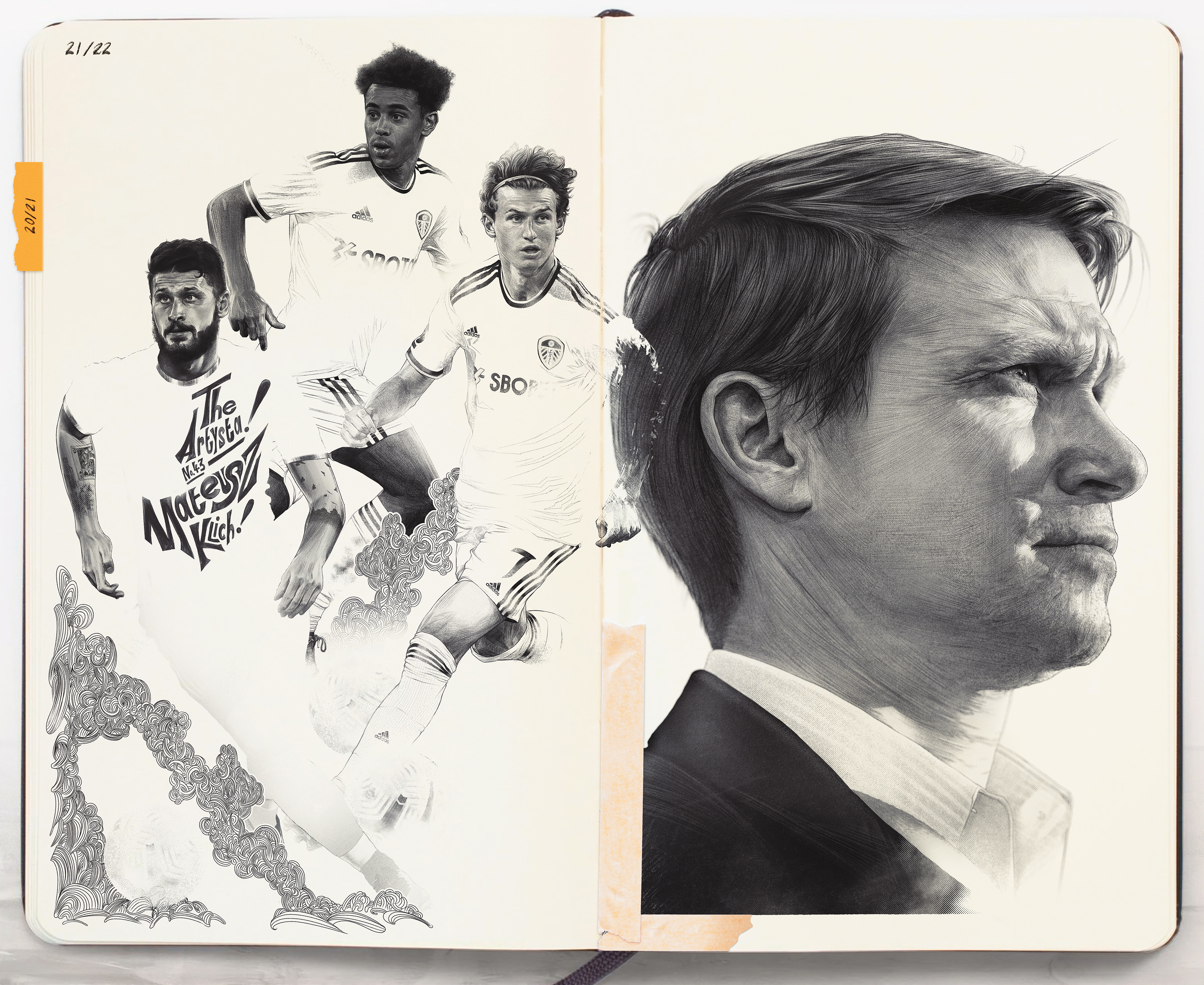 Jesse Marsch, Leeds United — illustration by John Tregoning for The Square Ball — view 3
